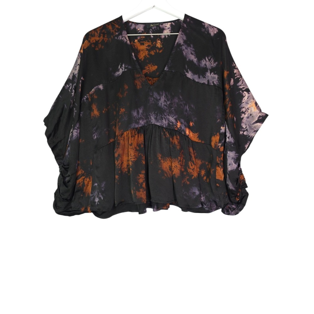 Mes Demoiselles Dephais Top Women Sz Small Viscose Tie Dye Ruched Oversized